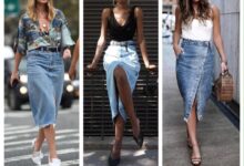 Photo of Джинсовая юбка-карандаш с потертостями